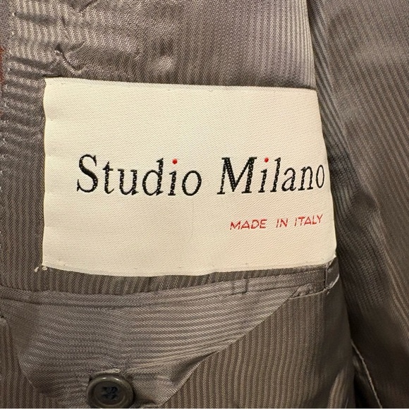 Studio Milano Tessilstrona 7 Button Blazer Sport Coat Wool Gray Checked Mens 43L - Picture 4 of 9